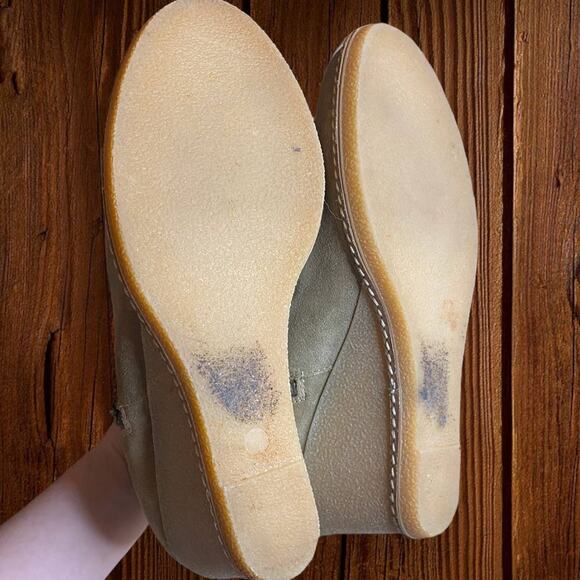 J. Crew Genuine Suede Cream Beige Double Zipper Wedge Boots Size 9 - Picture 7 of 9